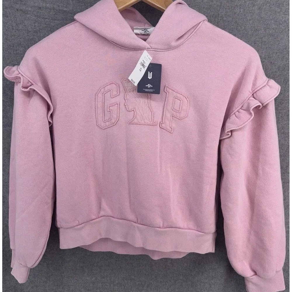 Gap X‎ Wicked Girl's VintageSoft Pink Ruffle Hoodie Sweatshirt Shirt XL 12 New